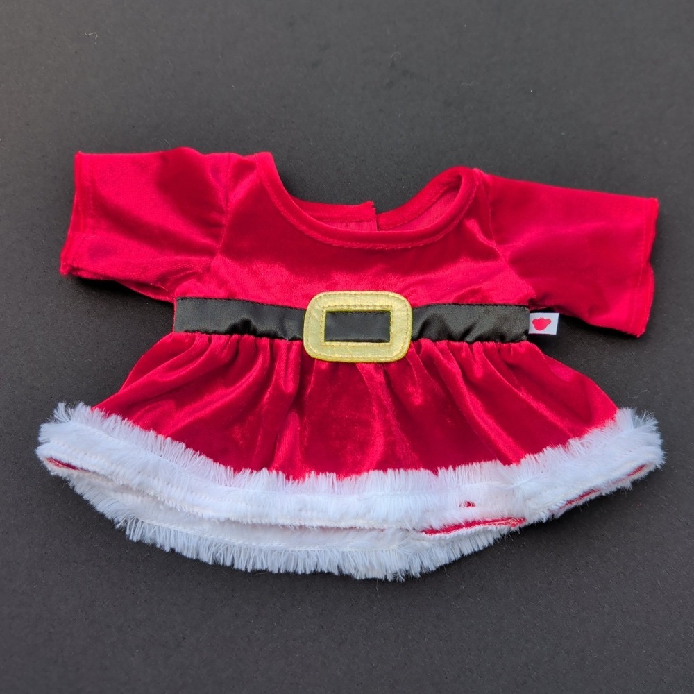 Build A‎ Bear Mrs Claus Red Velvet White Fur Christmas Holiday Dress Santa BABW